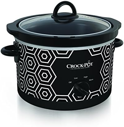 Crock-Pot 4.5 Quart Portable Slow Cooker – Black & White
